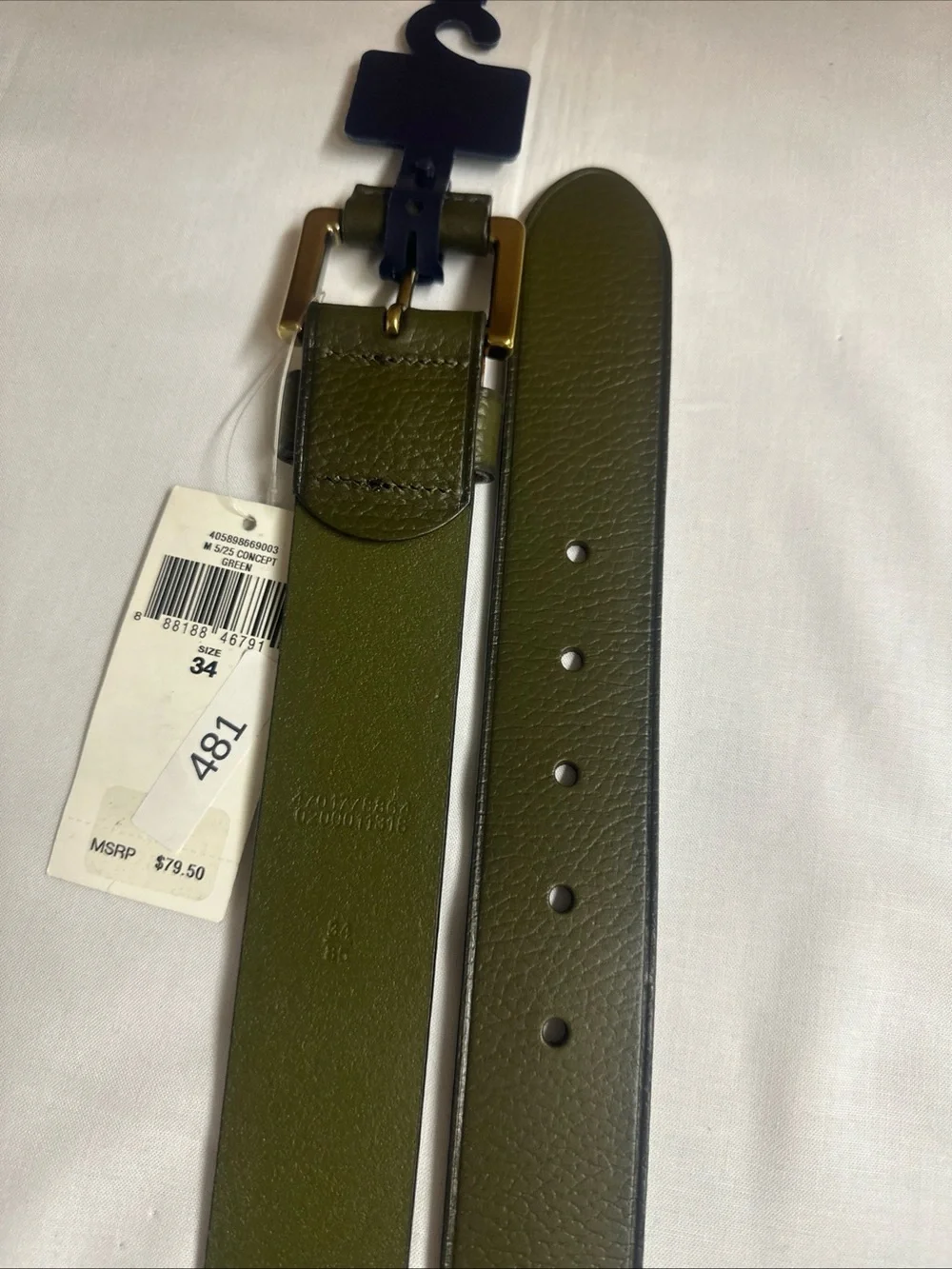 Polo by Ralph Lauren Olive Green Leather Belt with Gold Buckle